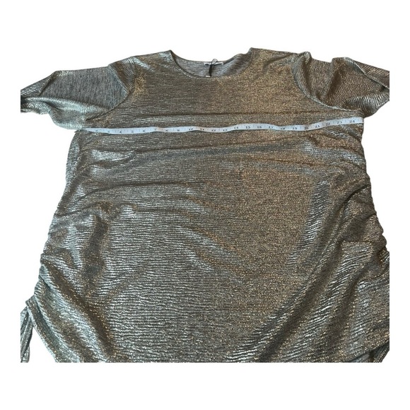 Calvin Klein Metallic Ruched Drawstring Top 3X Gold Shimmer Long Sleeve Stretchy - Picture 12 of 15